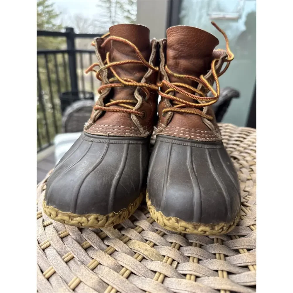 Bean Boots LL Bean Waterproof Duck Boots Womens Size 8 Made in USA Brown DM
